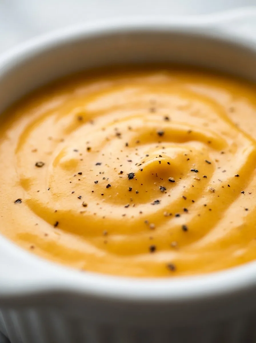 A creamy cheddar cheese sauce in a saucepan, bubbling and ready to serve