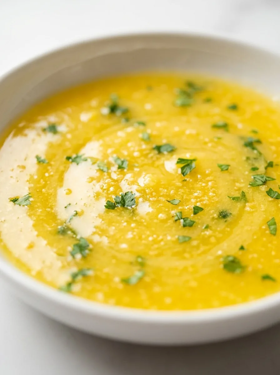 A warm, glossy lemon butter sauce poured over a plate of grilled chicken